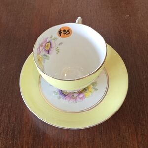 Royal Mayfair yellow teacup and saucer